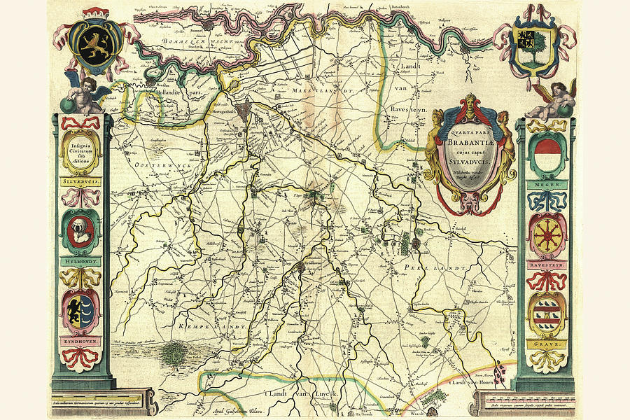 Map Painting - Barbantia, Belgium by Willem Janszoon Blaeu (Blau)