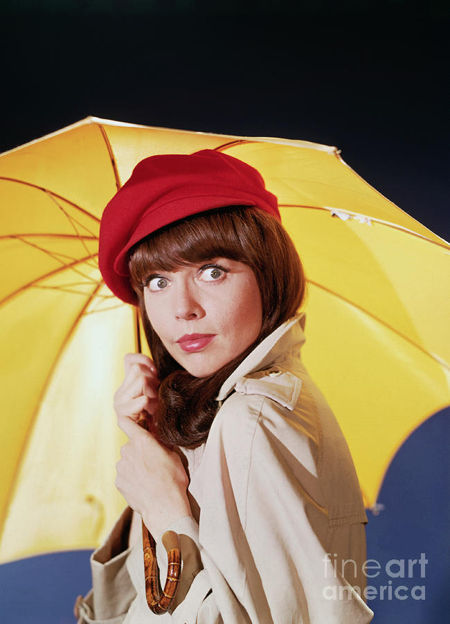 Barbara Feldon Posing With Umbrella Photograph by Bettmann