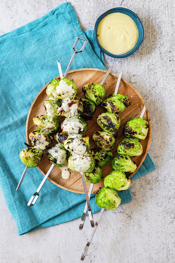 Barbecued Brussels Sprouts Skewers Photograph by Hein Van Tonder