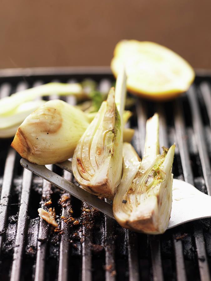 Barbecued Fennel On The Barbecue Photograph by Eising Studio - Food Photo & Video