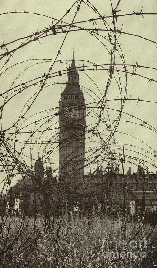 Barbed Wire In Front Of The Palace Of Westminster, London, As Britain Prepares Itself For Potential German Invasion, 1940 Photograph by English Photographer