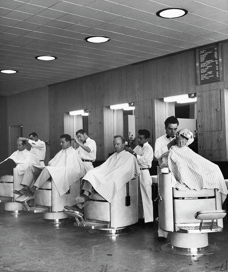 Black And White Photograph - Barber Shop by Alfred Eisenstaedt