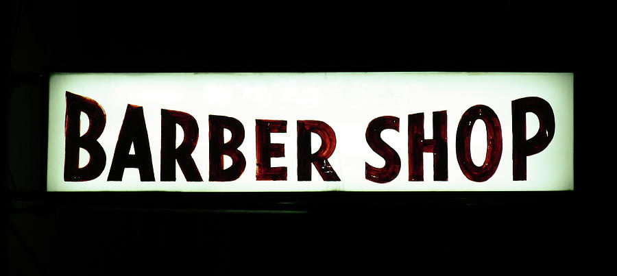 Barber Shop Sign At Night Photograph by Kevinruss