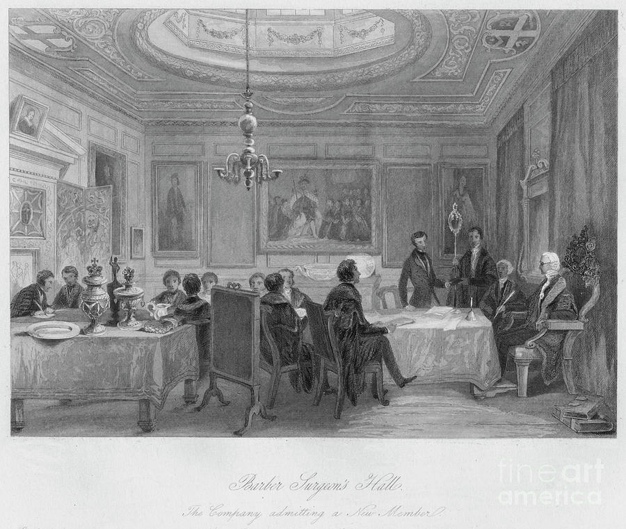 Barber Surgeons Hall. The Company Drawing by Print Collector