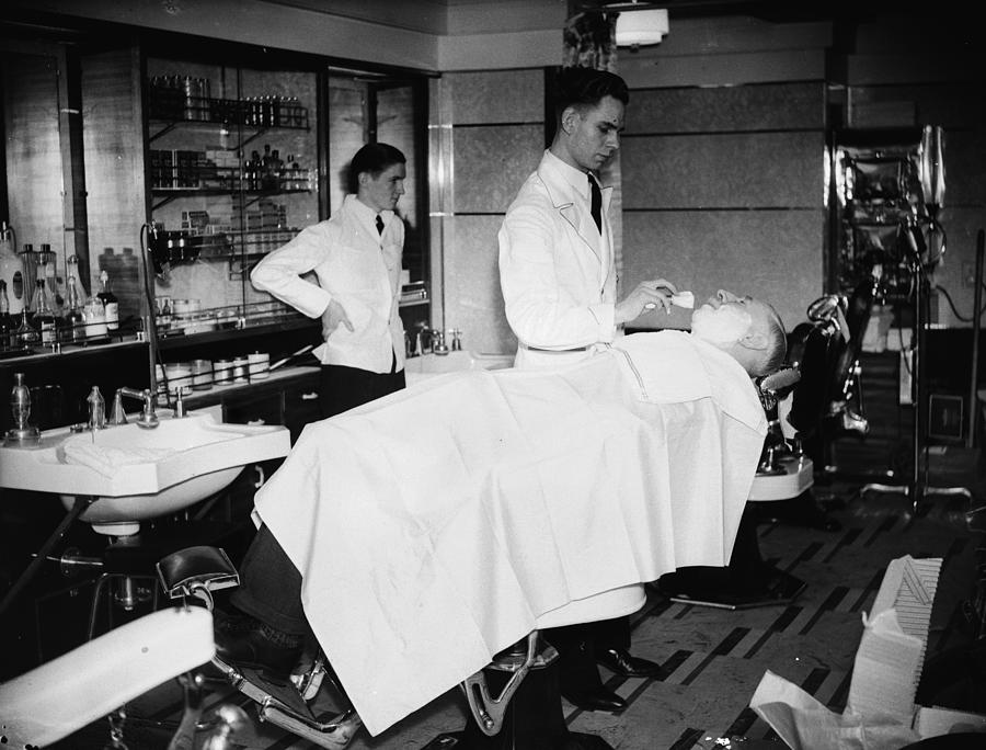 Barbers Shop Photograph by Fox Photos