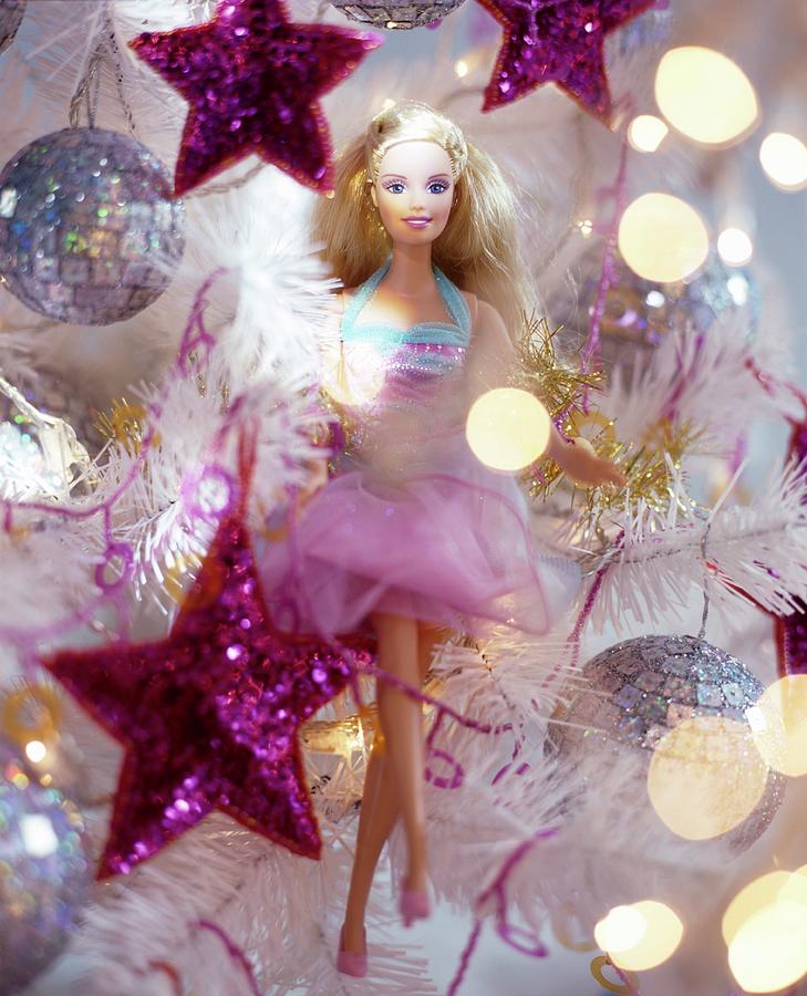 Barbie Doll Amongst Silver And Pink Christmas Tree Decorations Photograph by Matteo Manduzio