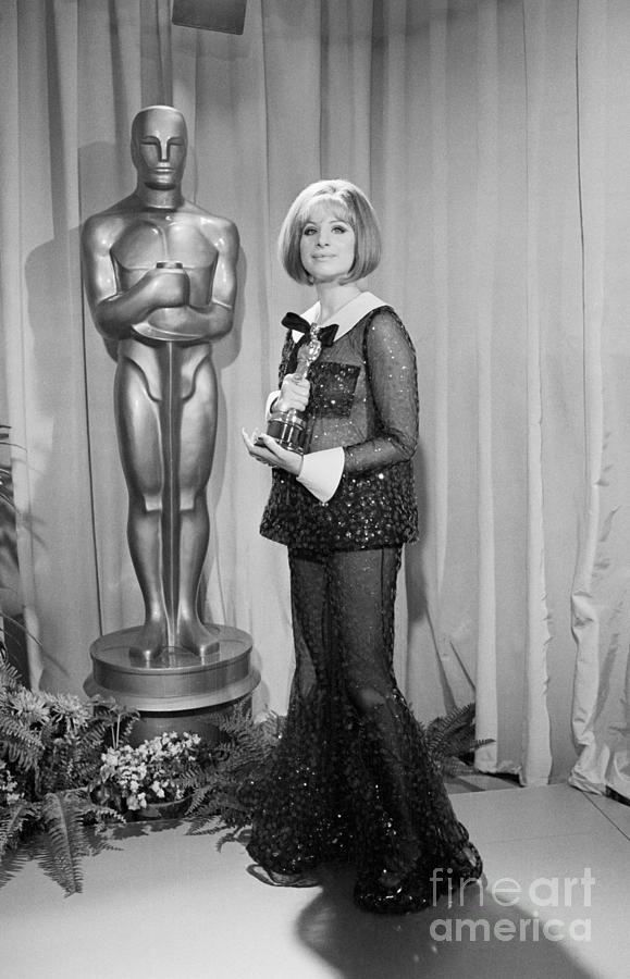 Barbra Streisand With An Oscar Photograph by Bettmann