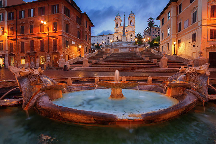 Barcaccia Fountain, Rome Italy Digital Art by Simone Pomata