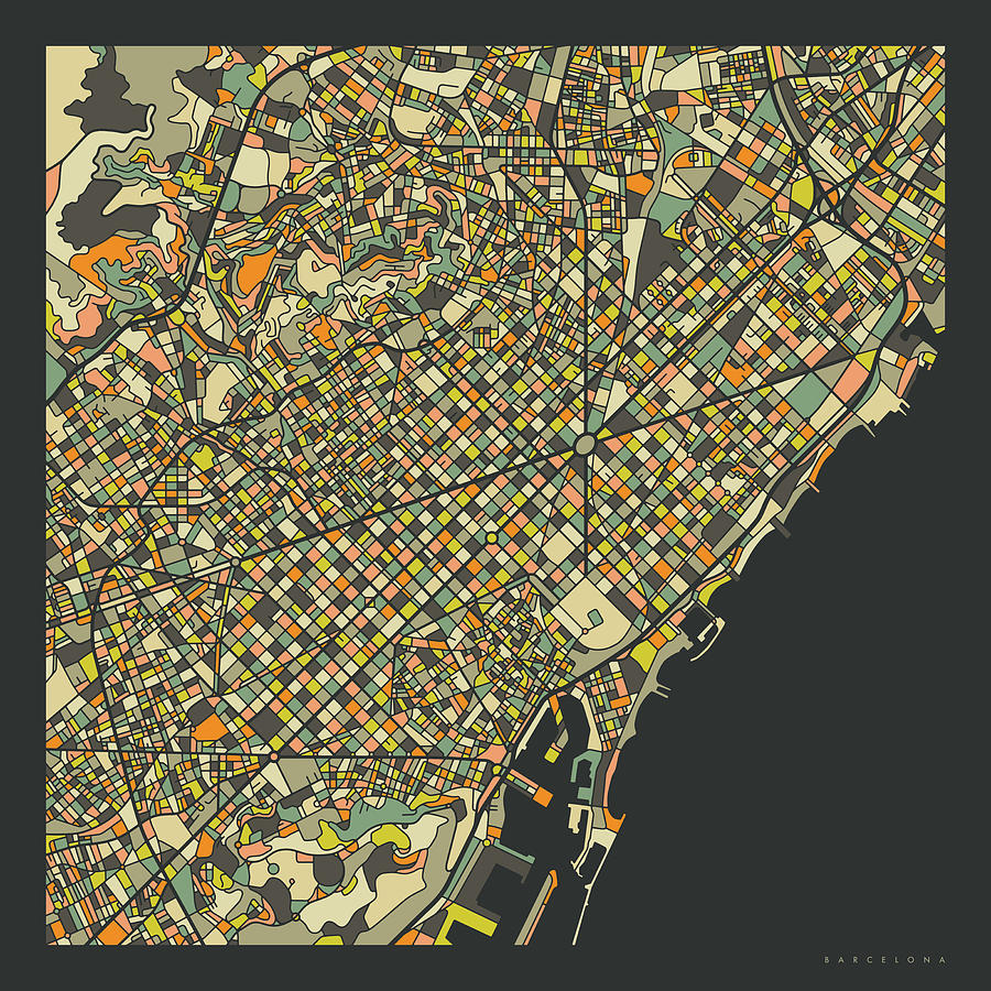Barcelona Map 2 Digital Art By Jazzberry Blue