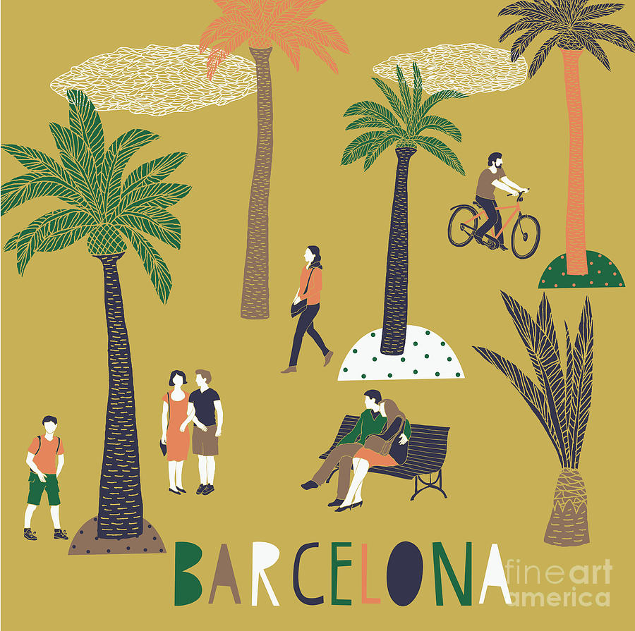 Spain Digital Art - Barcelona Print Design by Lavandaart Spain Digital Art - Barcelona Print Design by Lavandaart