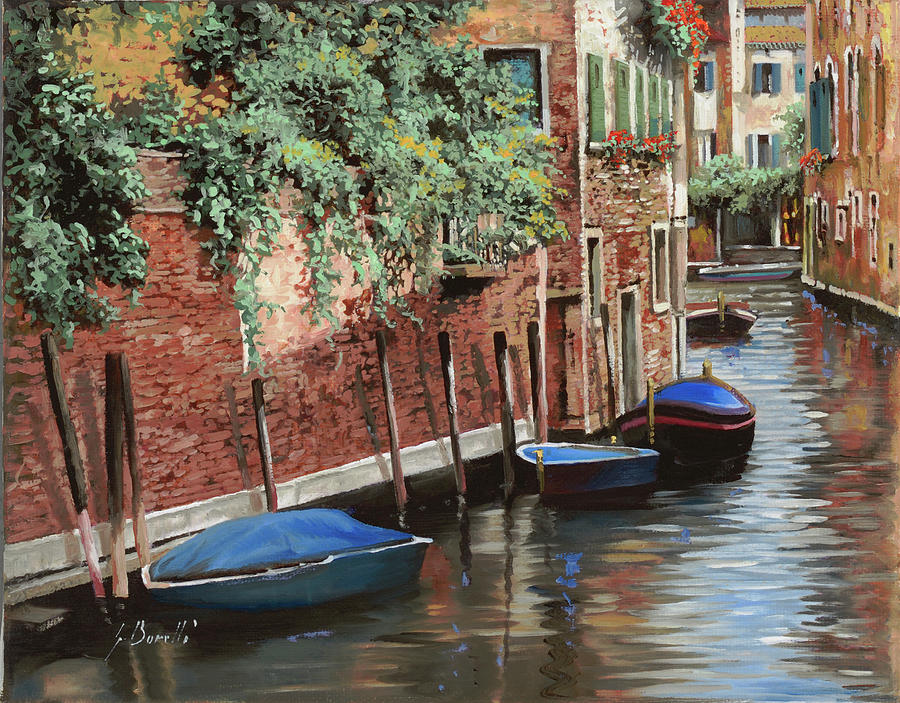 Boat Painting - Barche Blu A Venezia by Guido Borelli