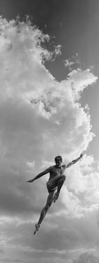 Bare Chested Man Leaping In Air Digital Photograph by Bob Thomas