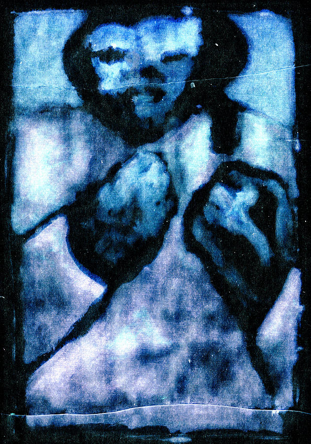 Bare Knuckle Boxer Digital Blue Digital Art by Edgeworth Johnstone