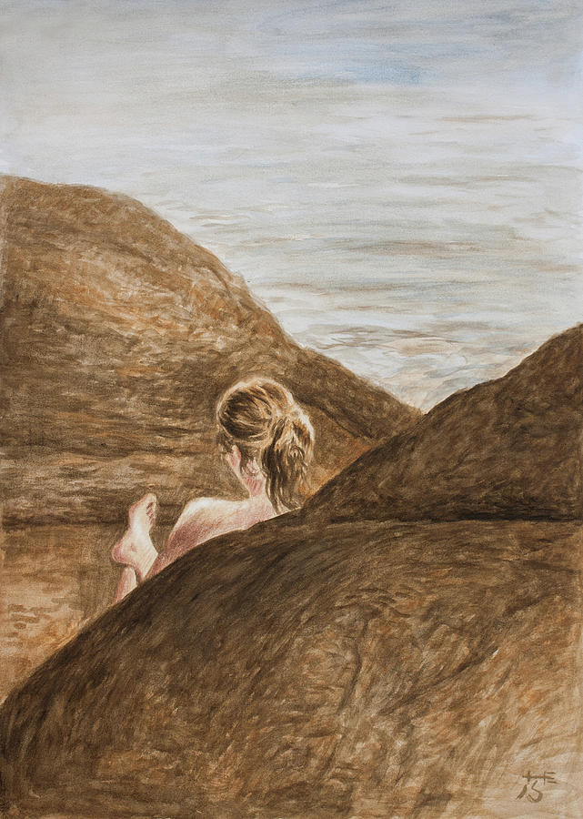 Barefoot By the Sea Painting by Hans Egil Saele