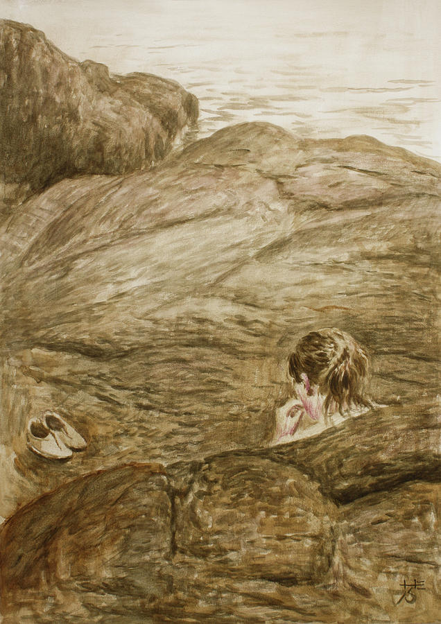 Barefoot on the Rocks Painting by Hans Egil Saele
