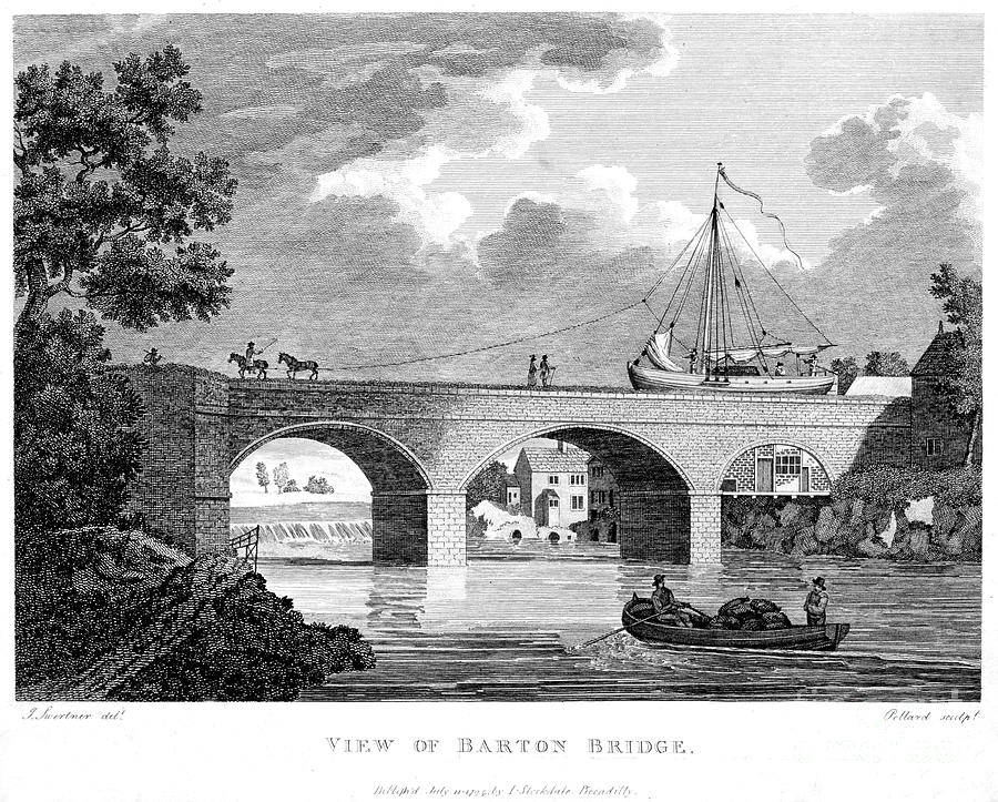 Barge Crossing The Barton Aqueduct Drawing by Print Collector