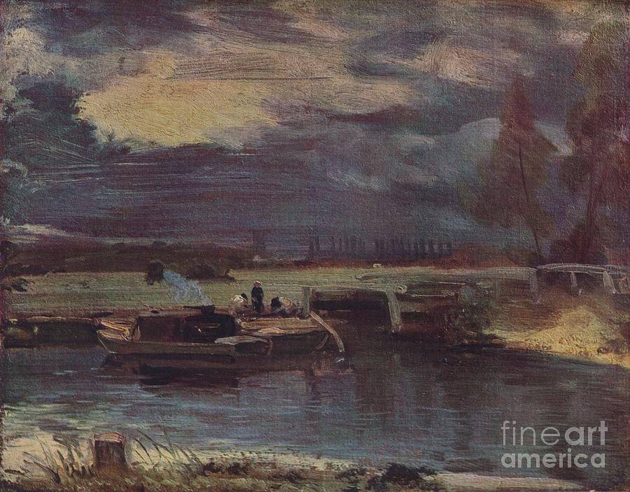 Barges On The Stour, With Dedham Church Drawing by Print Collector