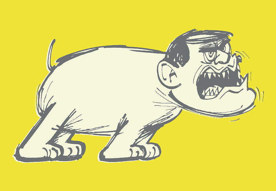 Vintage Drawing - Barking Man Dog by CSA Images
