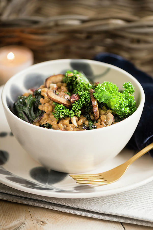 Barley Risotto With Mushrooms And Kale Photograph by Winfried Heinze