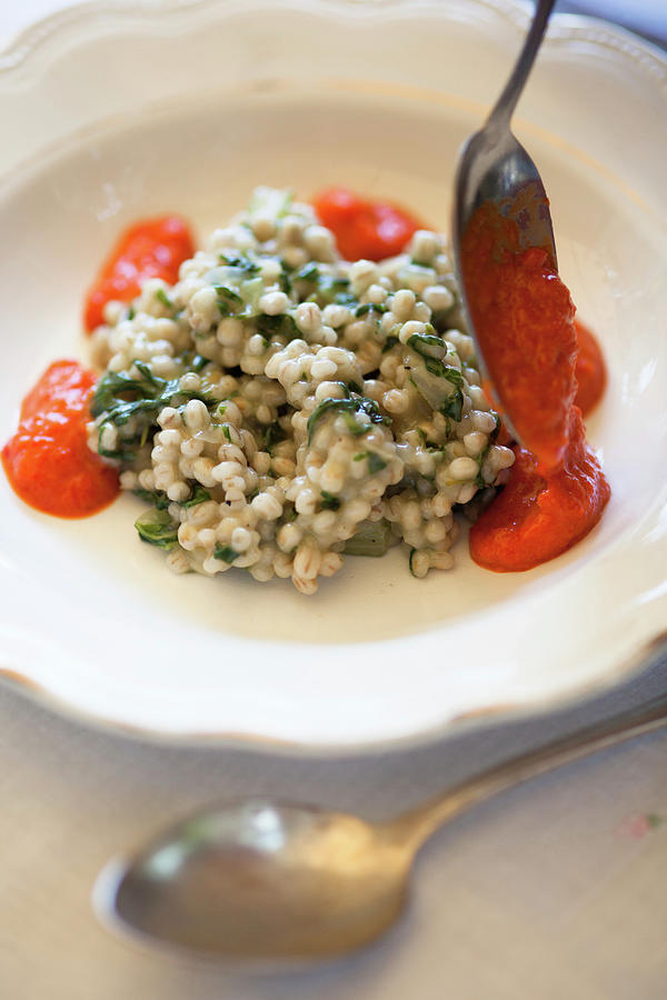 Barley Risotto With Tomato Sauce Photograph by Eising Studio