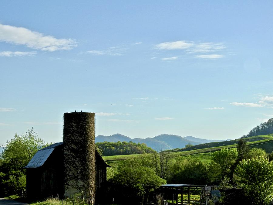 Barn and Mountains Photograph by Kathy Chism