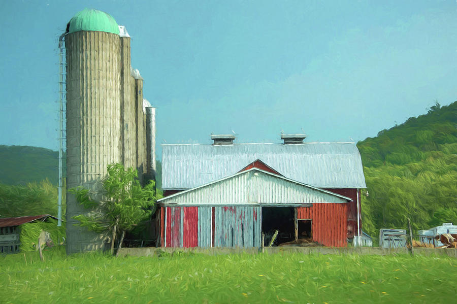 Barn and silo Photograph by Alan Goldberg