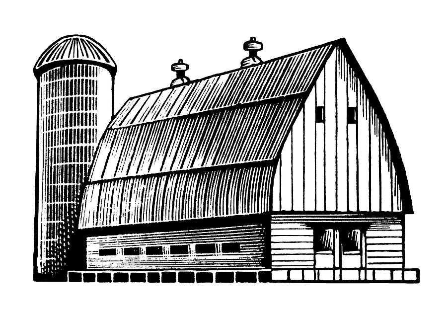 Architecture Drawing - Barn and Silo by CSA Images