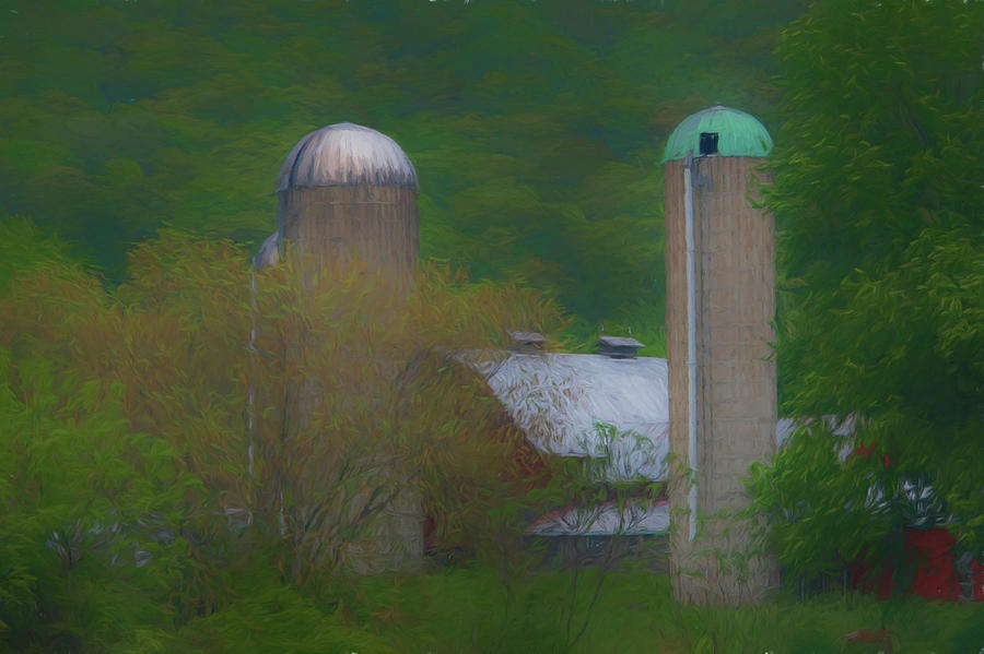 Barn and silos Photograph by Alan Goldberg
