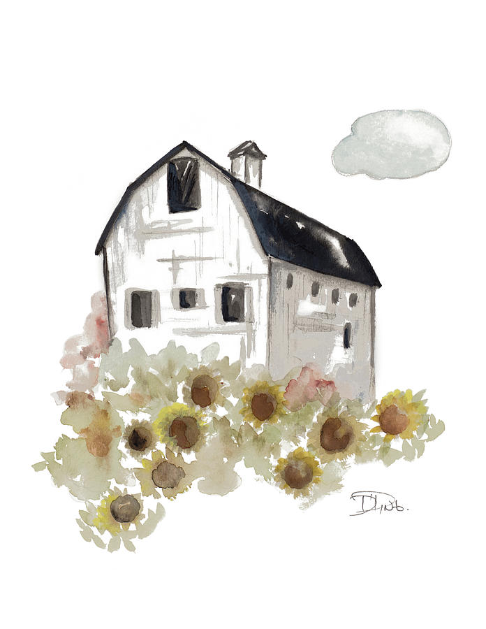 Barn Mixed Media - Barn And Sunflowers by Patricia Pinto