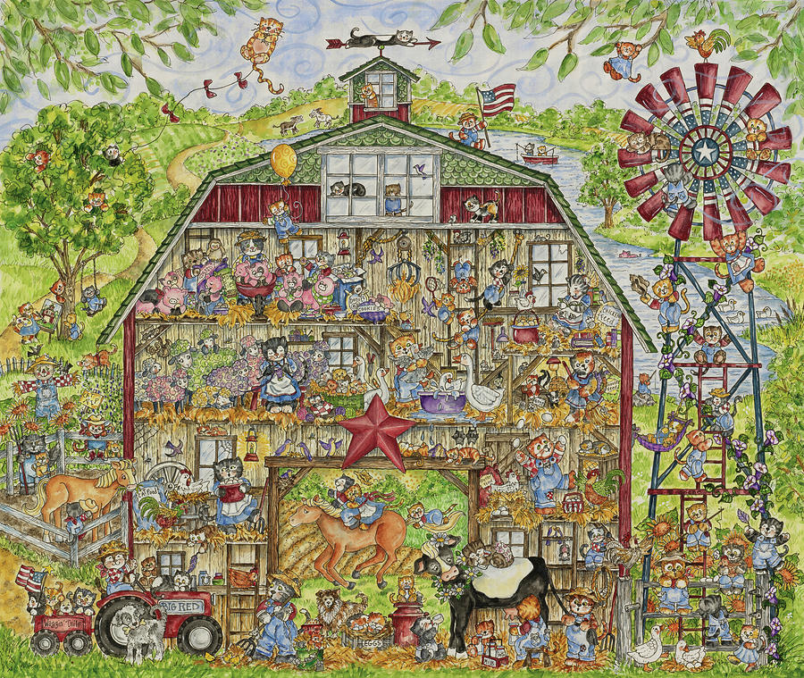 Barn Cats Painting by Shelly Rasche Barn Cats Painting by Shelly Rasche