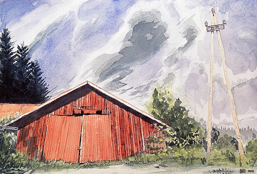 Barn Painting - Barn In Finland by Sami Matilainen Barn Painting - Barn In Finland by Sami Matilainen