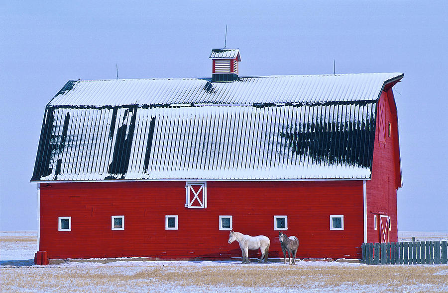 Barn In The Winter Digital Art by Heeb Photos