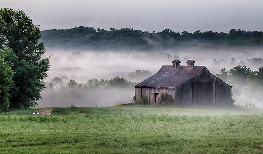Barn on a Foggy Morning Photograph by Leah Palmer