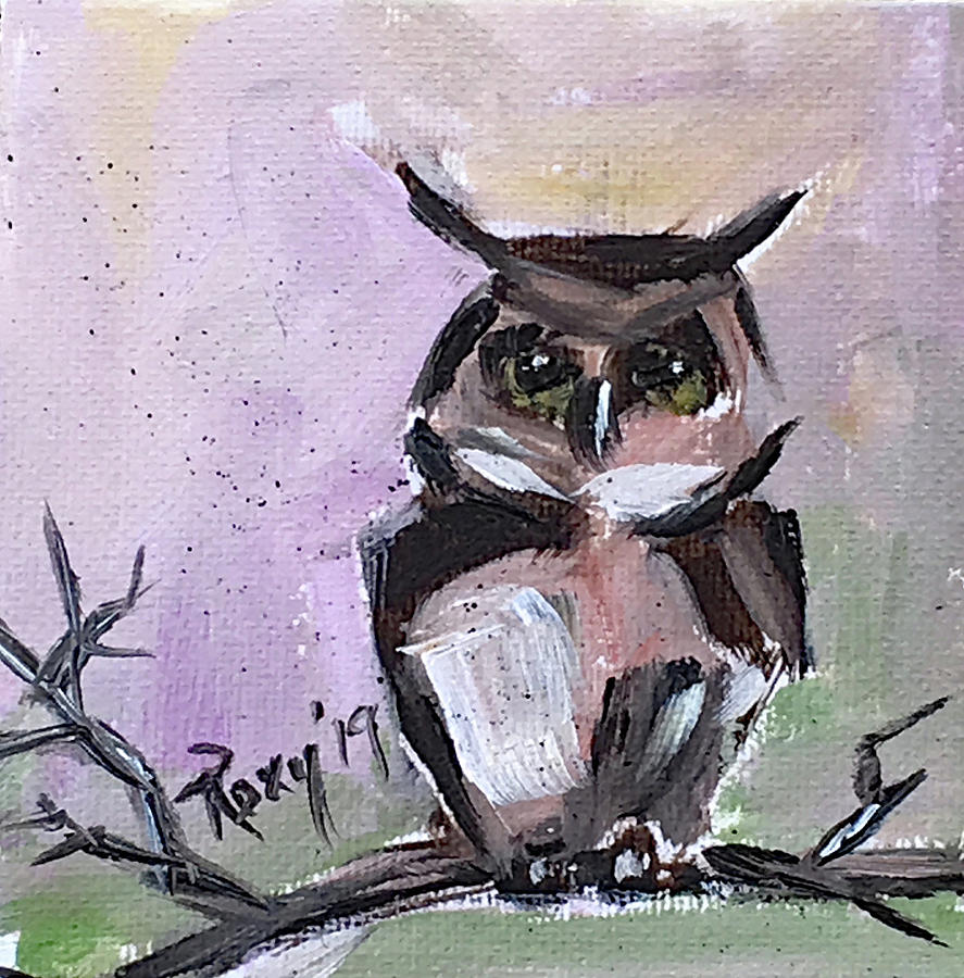 Barn Owl on a Branch Painting by Roxy Rich