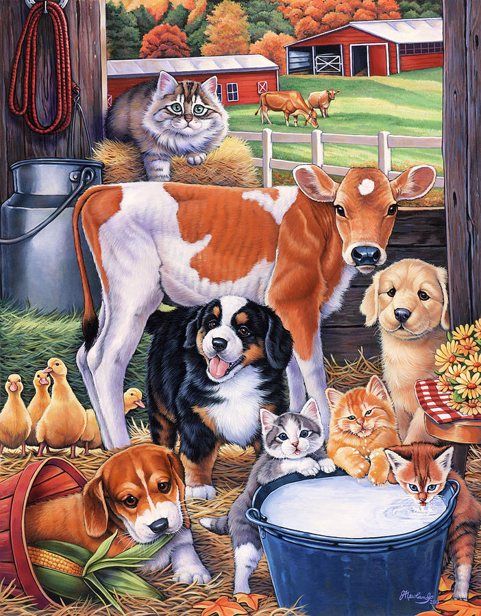 Animal Painting - Barn Pals by Jenny Newland