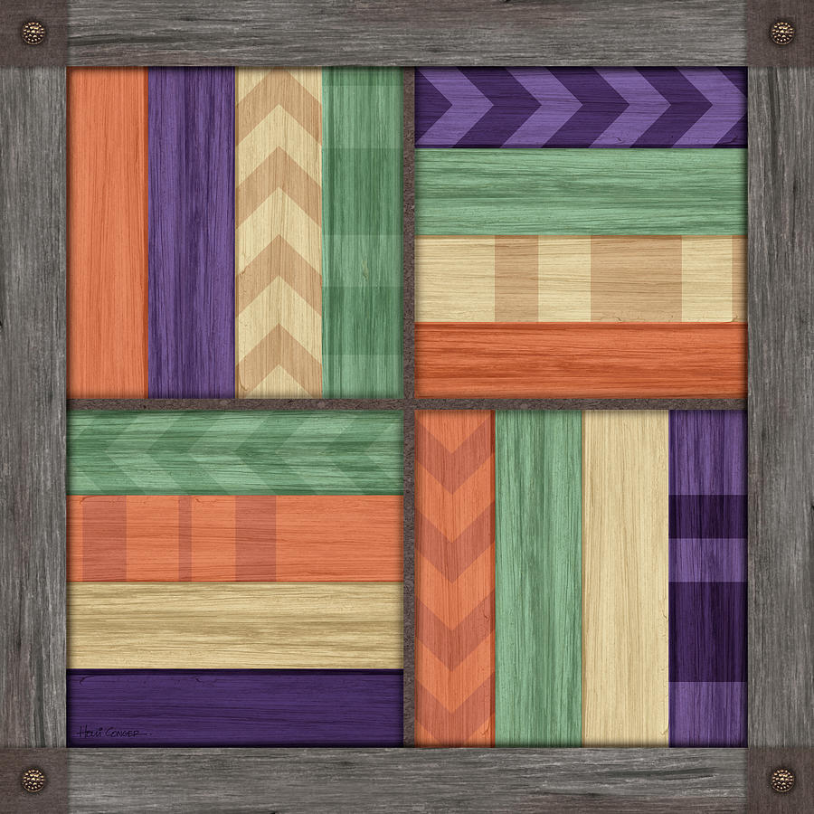 Pattern Digital Art - Barn Quilt Weathered 8 by Holli Conger