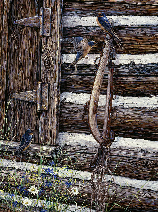 Barn Swallows Painting by Jeff Tift
