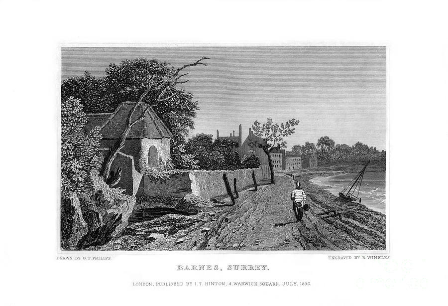 Barnes, Surrey, 1830.artist R Winkles Drawing by Print Collector
