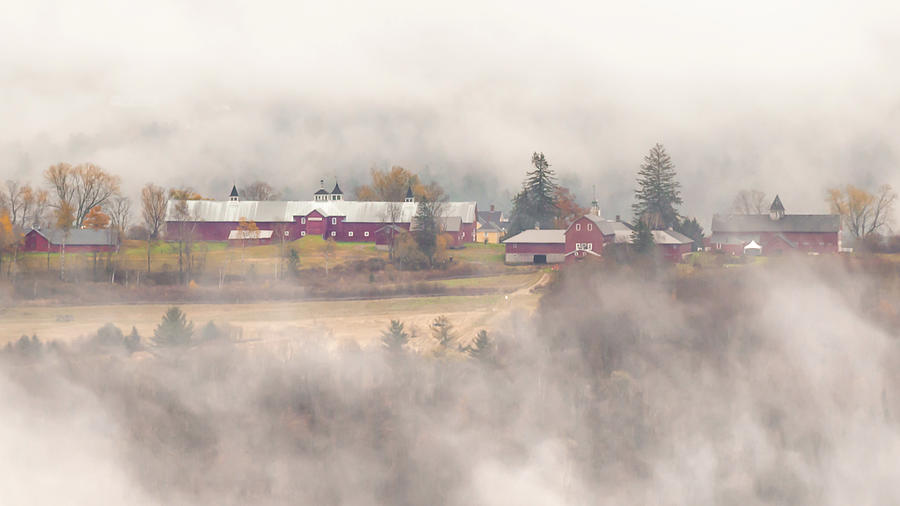 Barns in the Fog Photograph by Tim Kirchoff