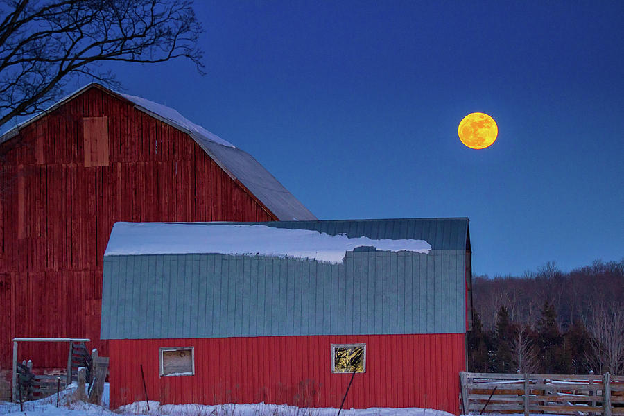 Barnyard Moon Photograph by Spencer Bush