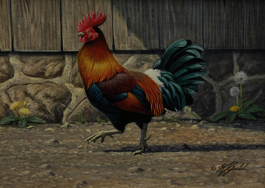 Animal Painting - Barnyard Strut - Bantam Rooster by Wilhelm Goebel