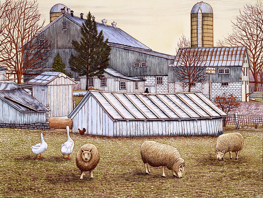 Barnyard Painting by Thelma Winter