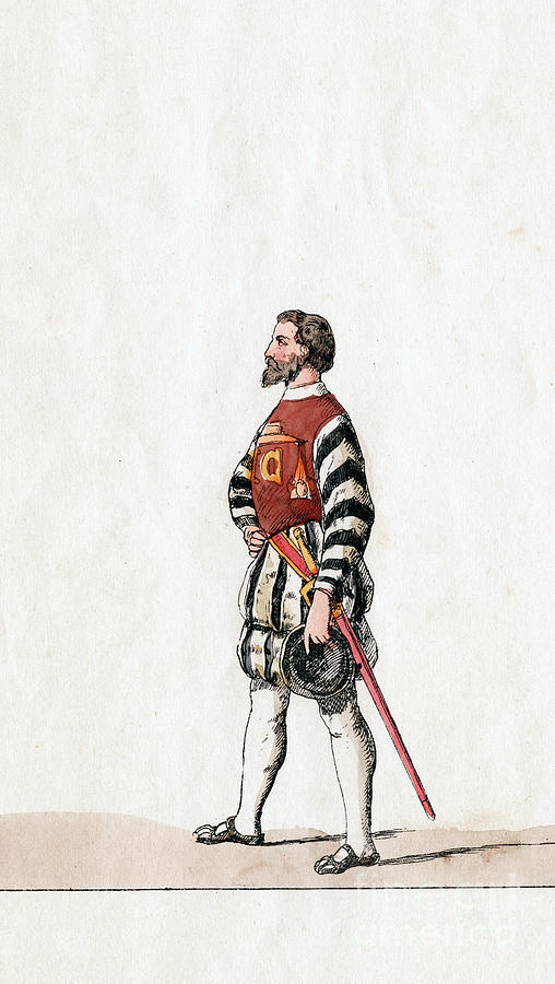 Baron, Costume Design For Shakespeares Drawing by Print Collector