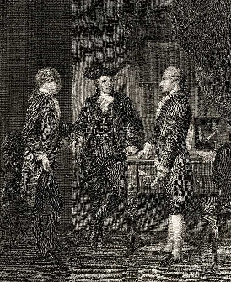 Baron De Kalb Introducing Lafayette To Silas Dean Painting by Alonzo Chappel