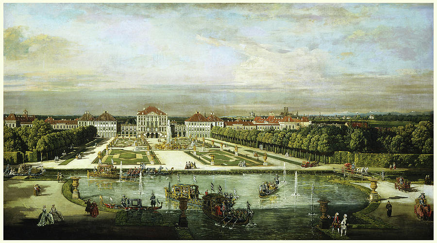 Vintage Mixed Media - Baroque Nymphenburg Palace By Bernardo Bellotto 1760 by Vintage Lavoie