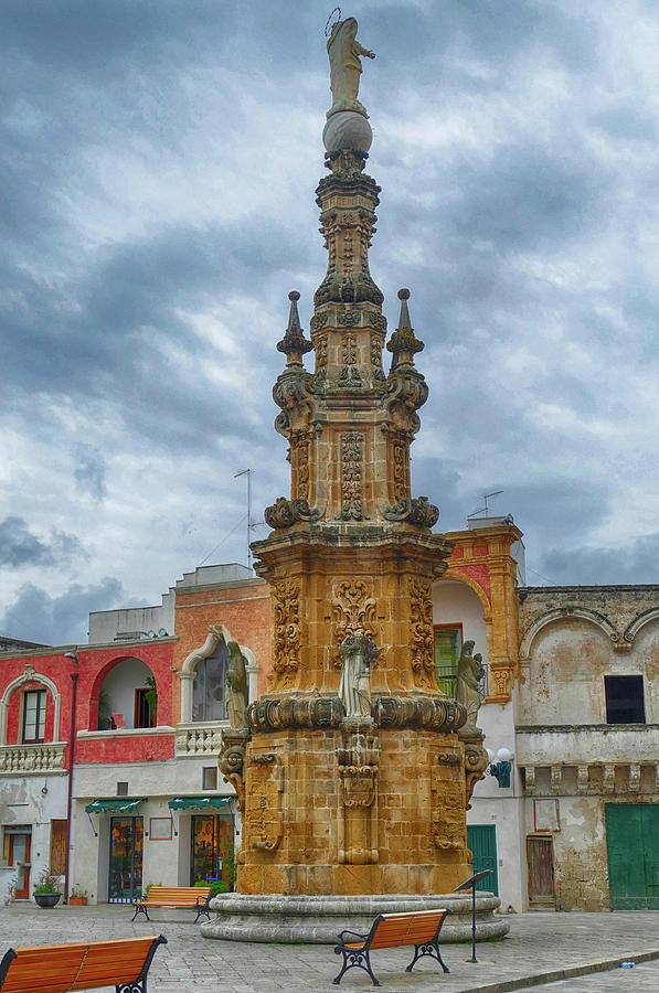 Baroque water fountain tower  Photograph by Steve Estvanik