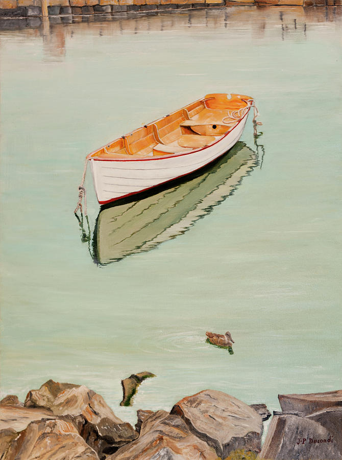 Barque A Rockport - Oil On Canvas Painting