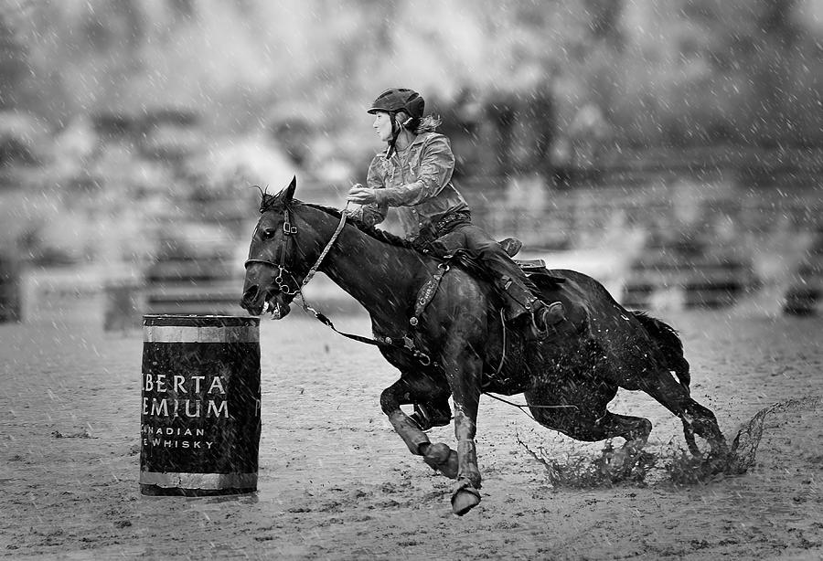 Barrel Racing In The Rain Photograph by Little7