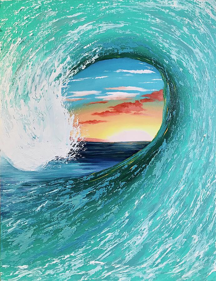 Barrel wave Painting by Willy Proctor
