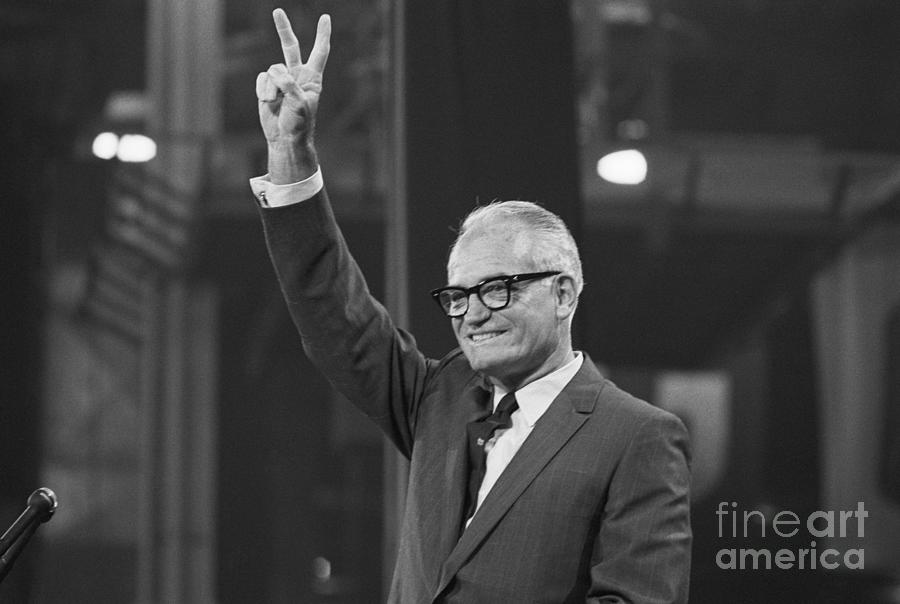 Barry Goldwater Giving Victory Sign Photograph by Bettmann